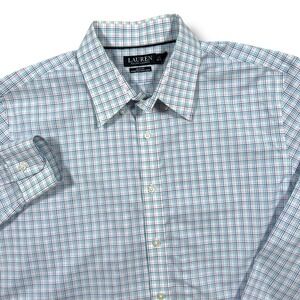 Lauren Ralph Lauren Shirt Men's 17.5 36/37 Slim Fit Stretch Non Iron Long Sleeve